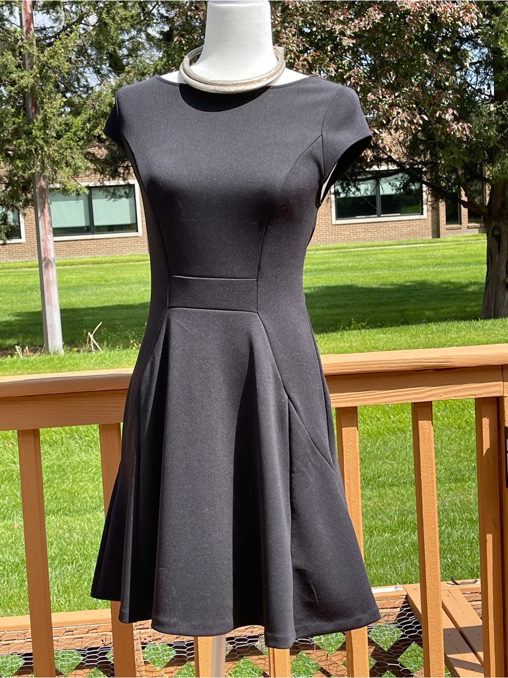 The Limited Black Cap-Sleeve Fit & Flare Mini Dress